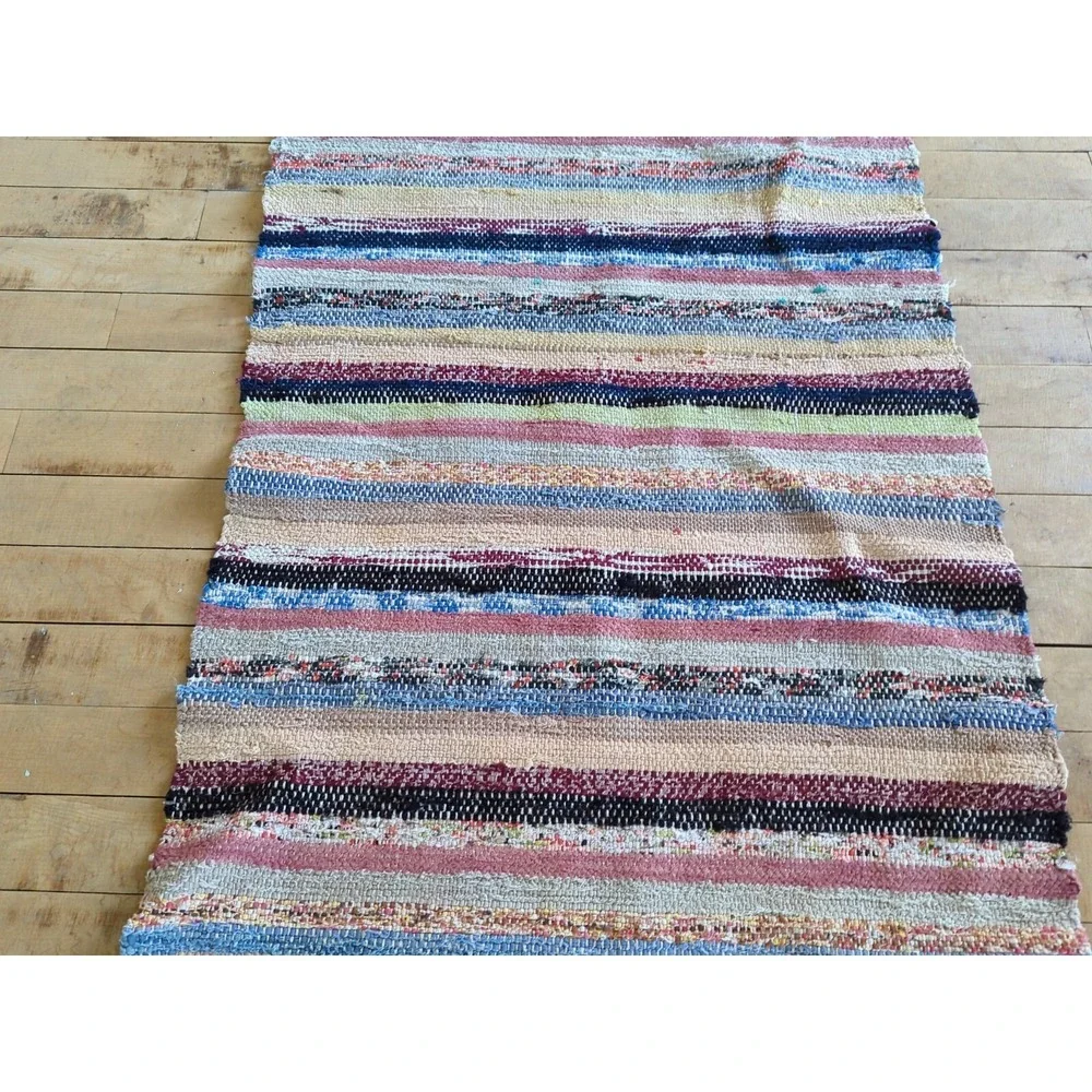 Antique Imported Swedish HandMade Rag Rug Runner (22.5 x 133 inches )‎
